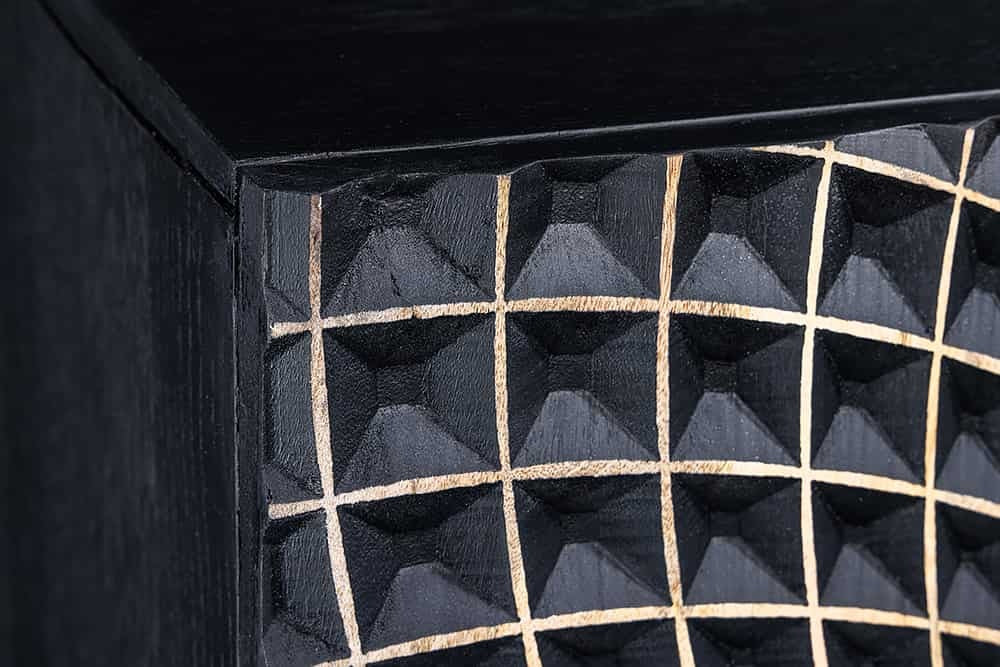 Buffet design ILLUSION 120cm manguier noir bois massif fer doré structure métal - 44321