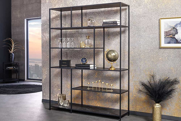 Bibliothèque moderne SLIM LINE 185x135cm marbre noir anthracite design métal - 44322
