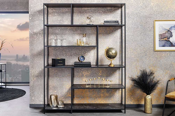 Bibliothèque moderne SLIM LINE 185x135cm marbre noir anthracite design métal - 44322