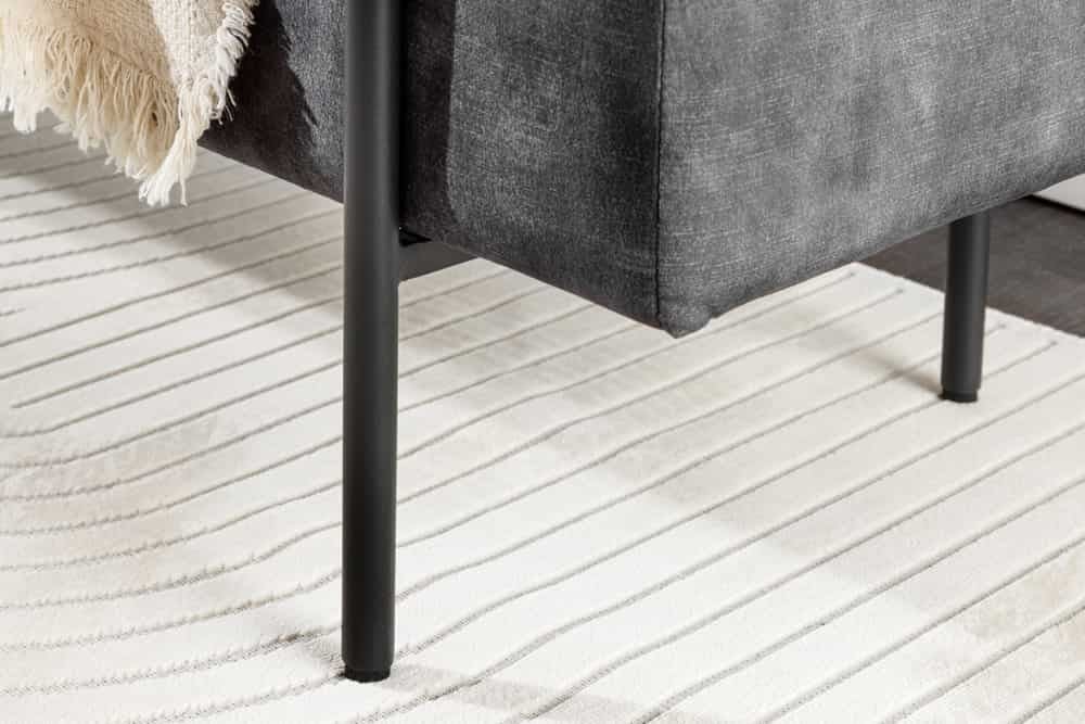 Commode moderne LOFT canapé 100cm en velours gris avec rangements recouvert de métal noir - 44328