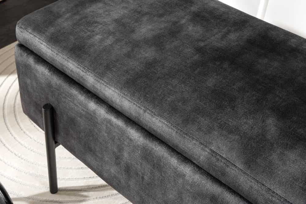 Commode moderne LOFT canapé 100cm en velours gris avec rangements recouvert de métal noir - 44328