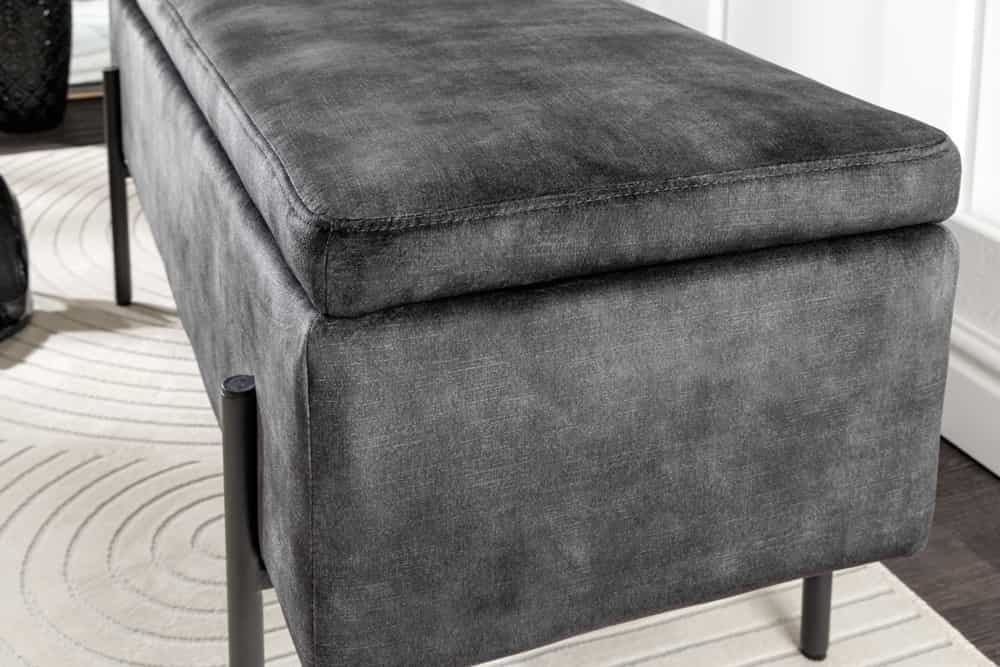 Commode moderne LOFT canapé 100cm en velours gris avec rangements recouvert de métal noir - 44328