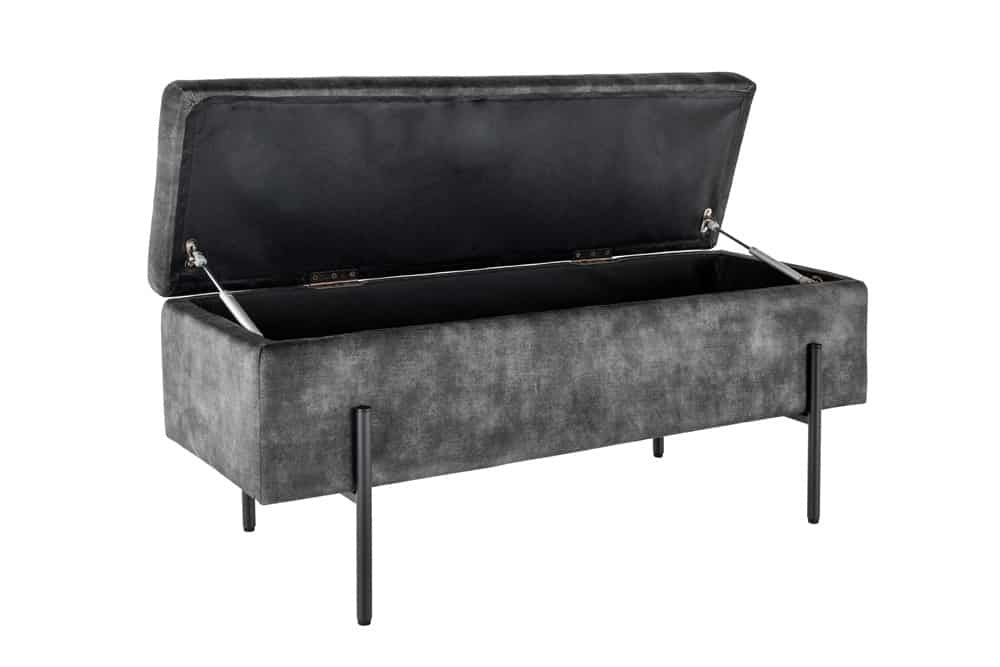 Commode moderne LOFT canapé 100cm en velours gris avec rangements recouvert de métal noir - 44328