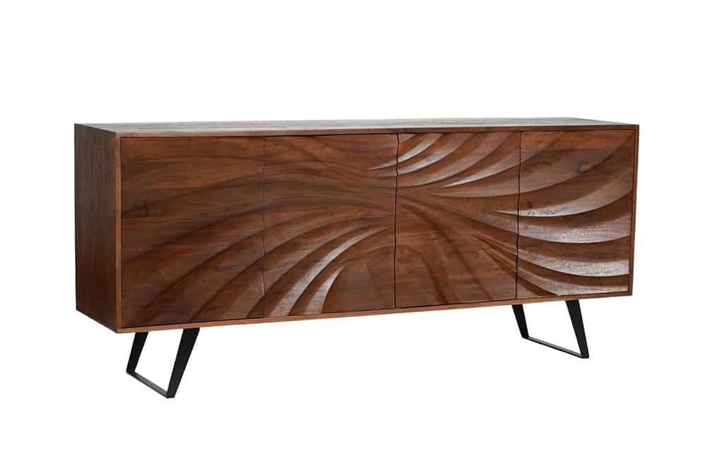 Buffet en bois massif HURRICANE 175cm acacia marron design 3D - 44389