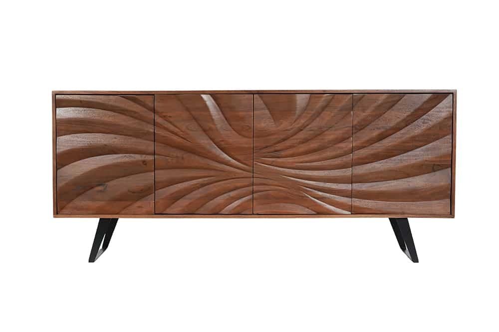 Buffet en bois massif HURRICANE 175cm acacia marron design 3D - 44389