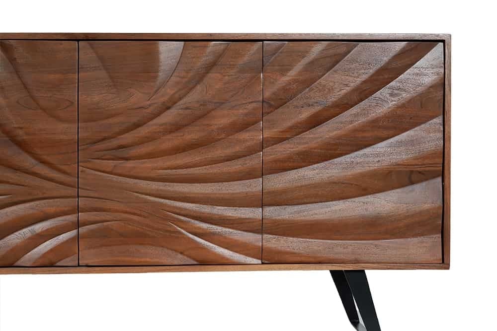 Buffet en bois massif HURRICANE 175cm acacia marron design 3D - 44389