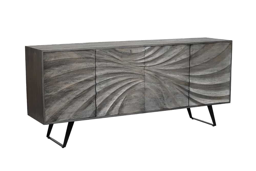 Buffet en bois massif HURRICANE 175cm acacia gris design 3D - 44390
