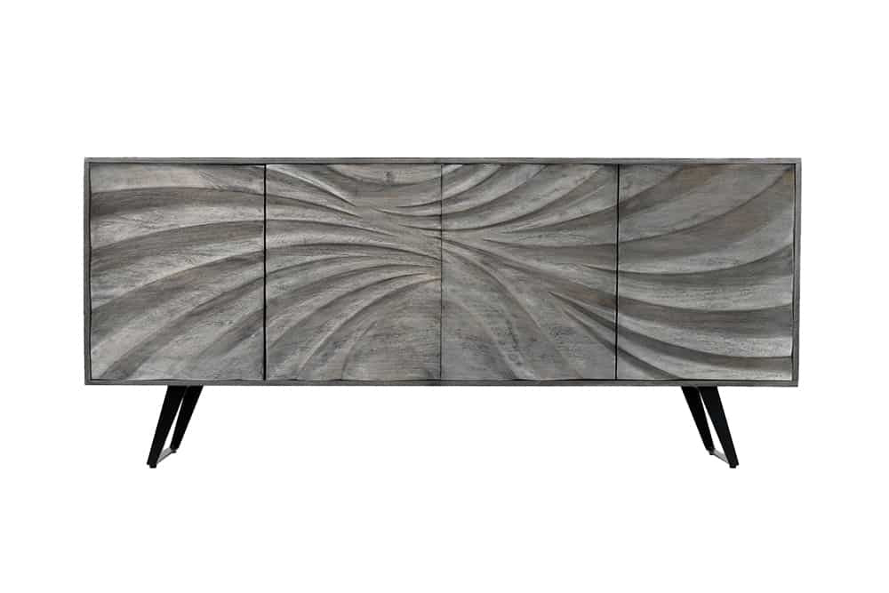 Buffet en bois massif HURRICANE 175cm acacia gris design 3D - 44390
