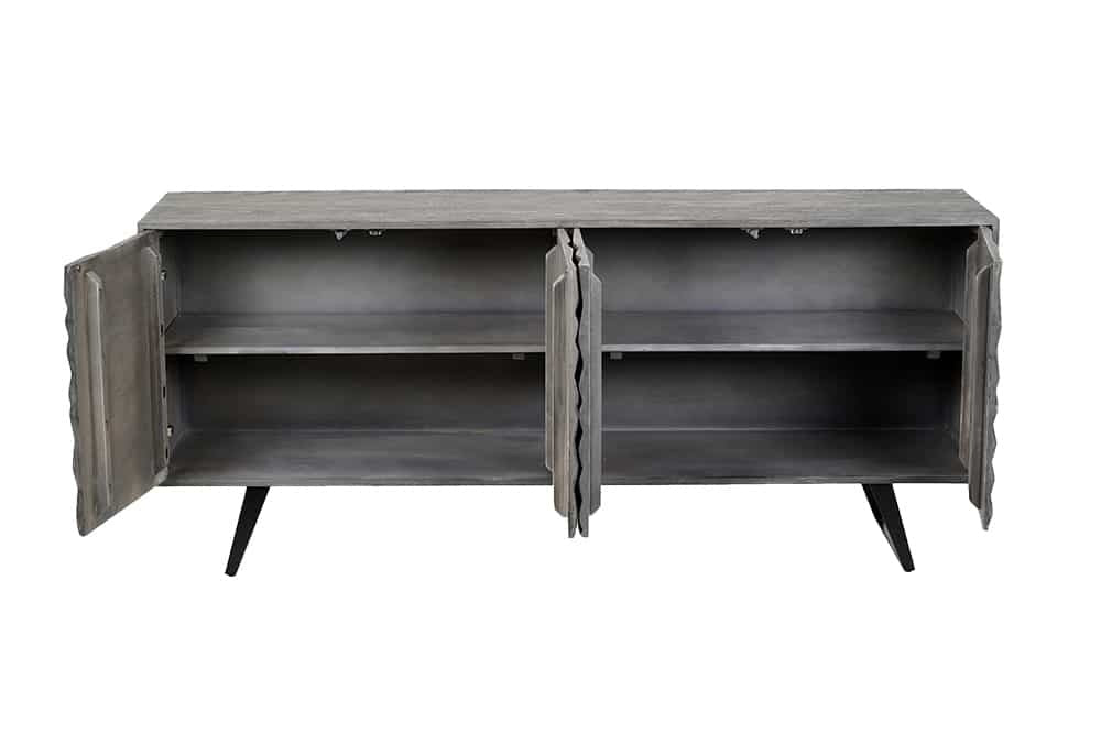 Buffet en bois massif HURRICANE 175cm acacia gris design 3D - 44390
