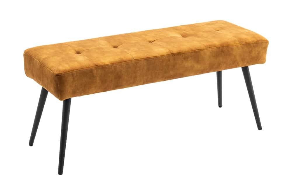 Canapé design BOUTIQUE 100cm velours jaune moutarde pieds métal noir - 44424