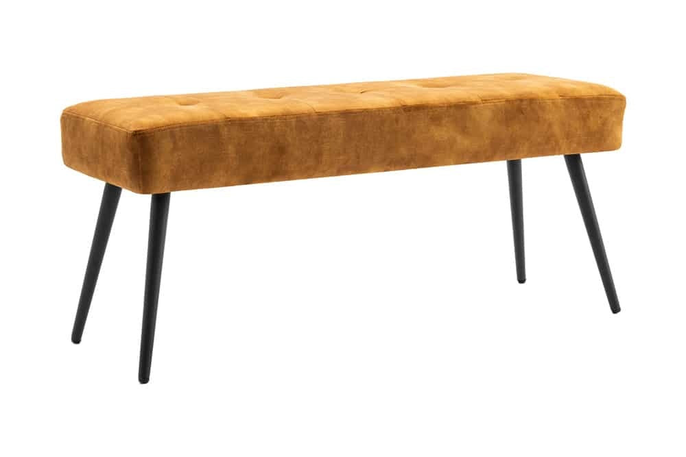 Canapé design BOUTIQUE 100cm velours jaune moutarde pieds métal noir - 44424
