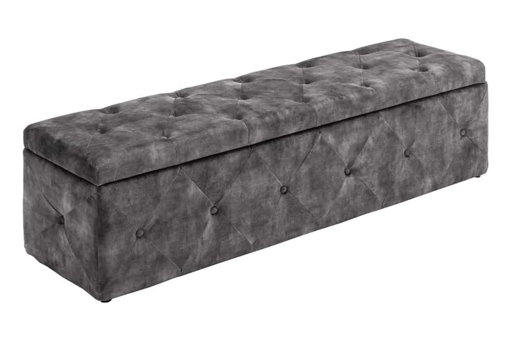 Canapé lit Chesterfield EXTRAVAGANCIA 140cm velours gris avec rangements - 44425