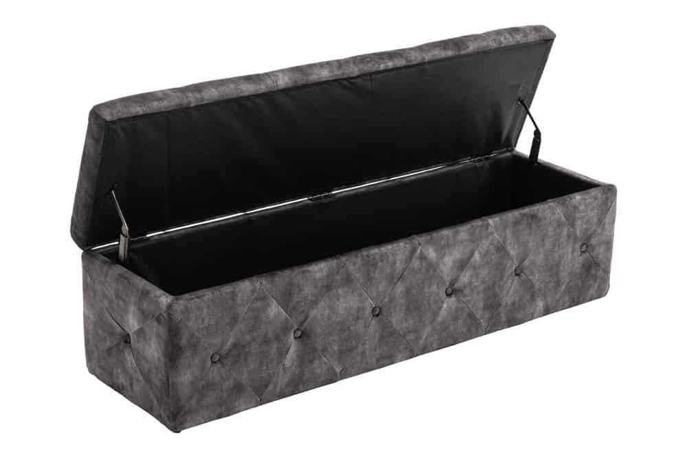 Canapé lit Chesterfield EXTRAVAGANCIA 140cm velours gris avec rangements - 44425