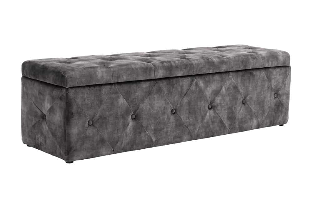 Canapé lit Chesterfield EXTRAVAGANCIA 140cm velours gris avec rangements - 44425