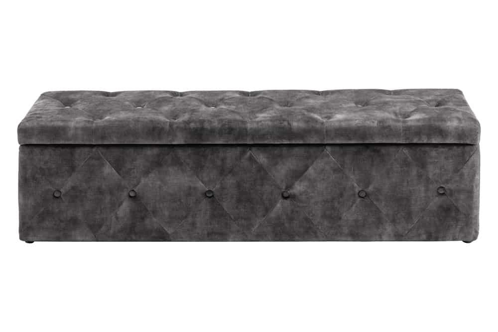 Canapé lit Chesterfield EXTRAVAGANCIA 140cm velours gris avec rangements - 44425