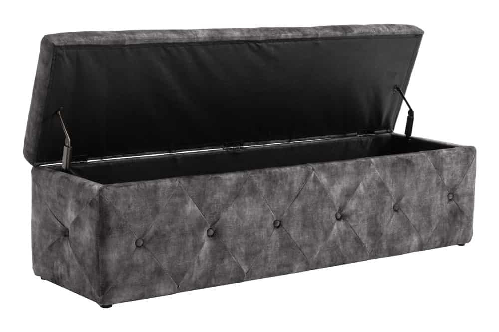 Canapé lit Chesterfield EXTRAVAGANCIA 140cm velours gris avec rangements - 44425