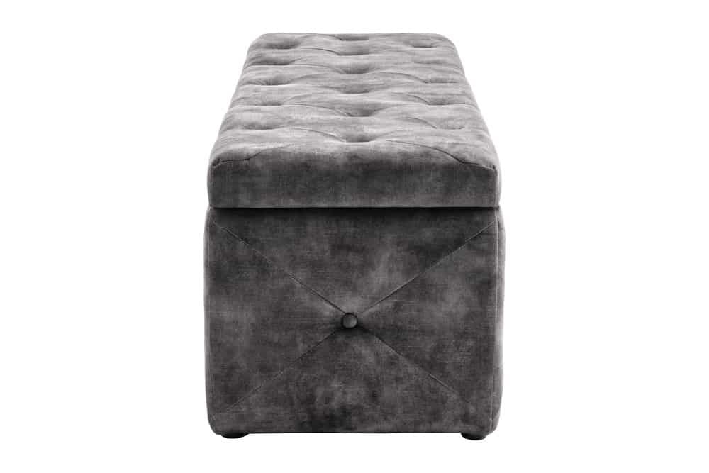 Canapé lit Chesterfield EXTRAVAGANCIA 140cm velours gris avec rangements - 44425