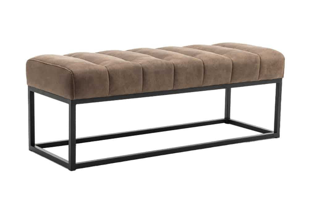 Canapé design PETIT BEAUTE 110cm vintage taupe microfibre structure métal noir - 44427
