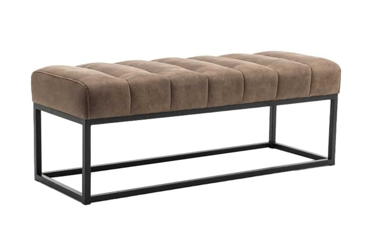 Canapé design PETIT BEAUTE 110cm vintage taupe microfibre structure métal noir - 44427