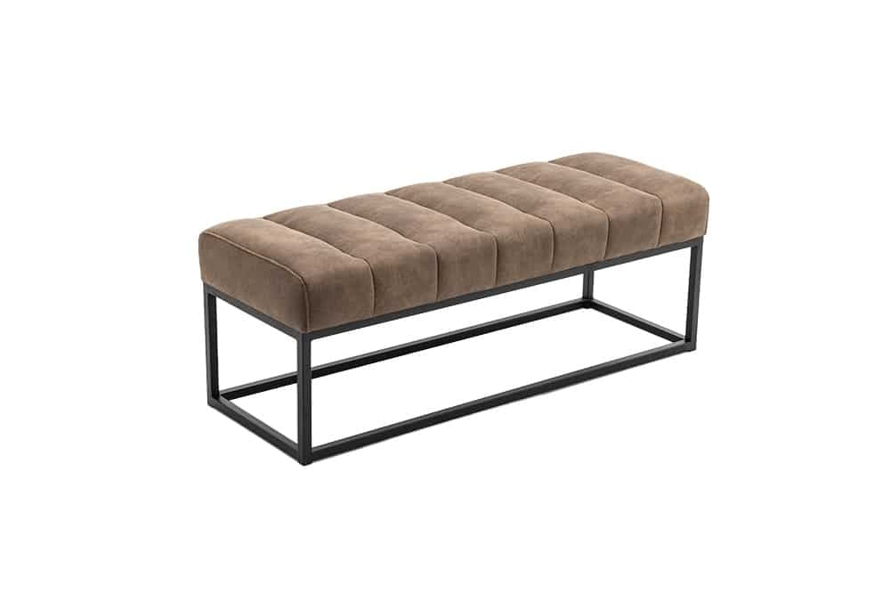 Canapé design PETIT BEAUTE 110cm vintage taupe microfibre structure métal noir - 44427