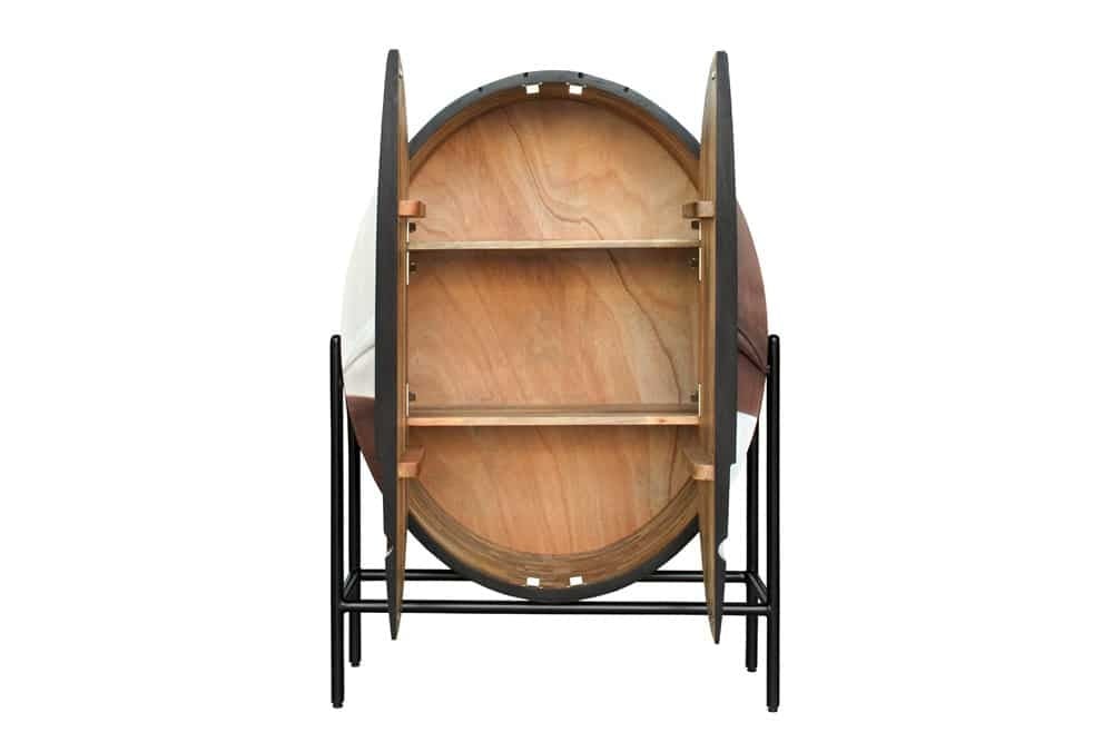 Buffet en bois massif VOODOO 120cm marron blanc noir manguier structure métal ovale - 44487