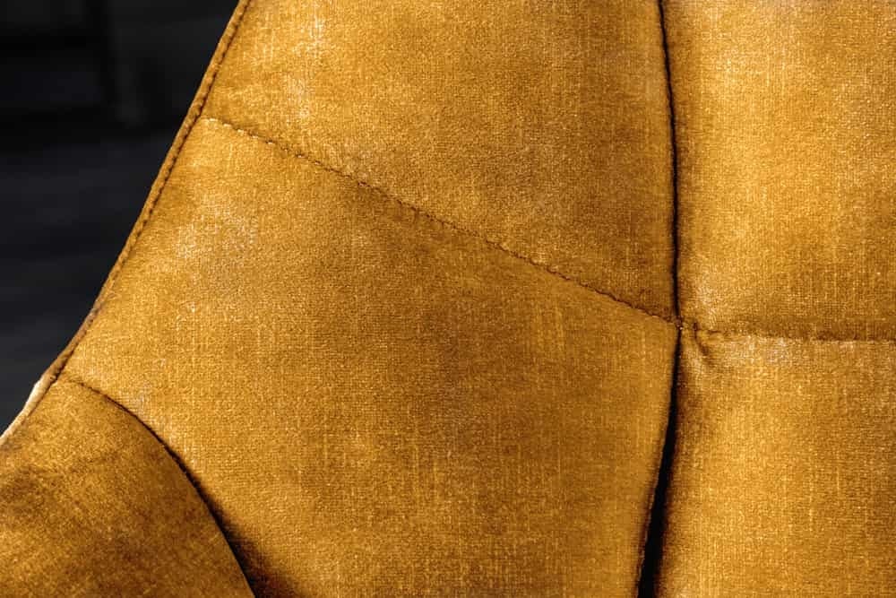 Canapé de salle à manger PAPILLON 165cm velours jaune moutarde avec dossier structure métal noir - 44527