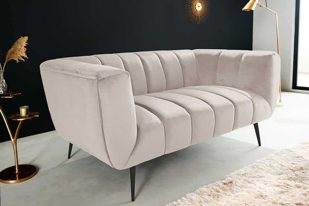 Canapé NOBLESSE 165cm 2 places velours texturé champagne - 44537