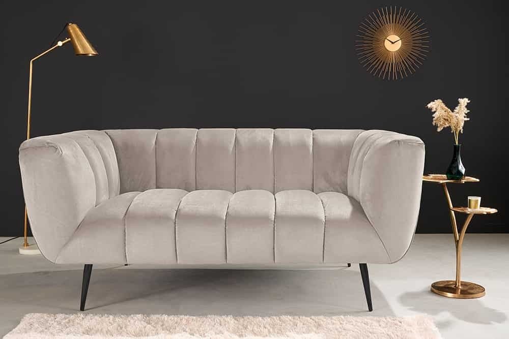 Canapé NOBLESSE 165cm 2 places velours texturé champagne - 44537