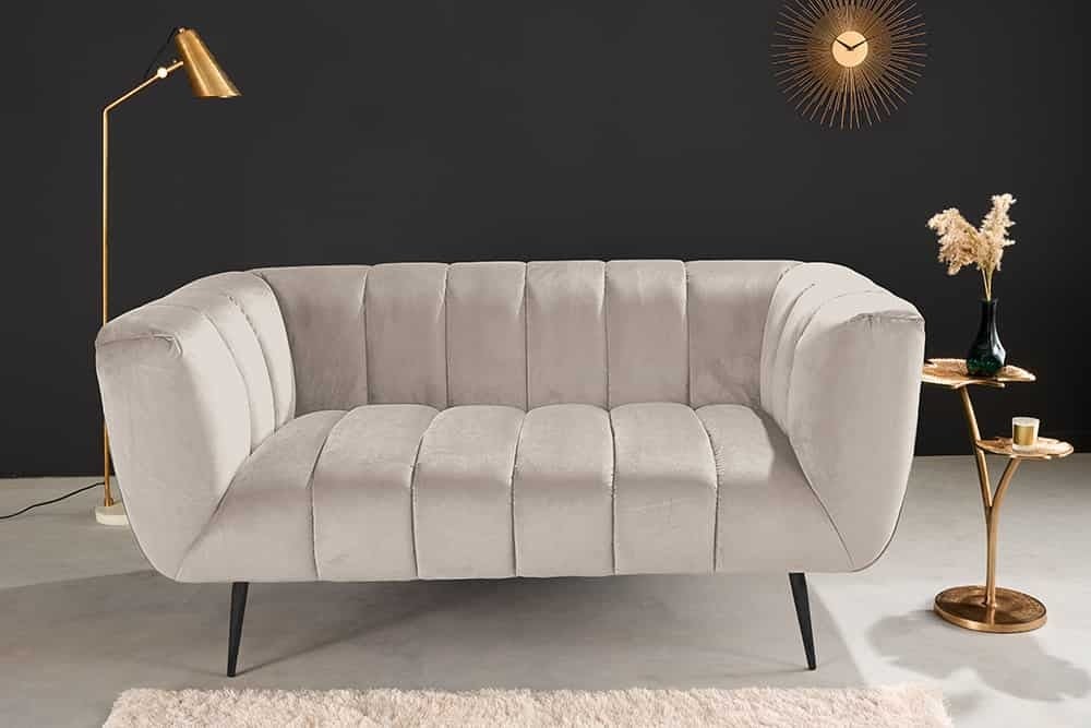 Canapé NOBLESSE 165cm 2 places velours texturé champagne - 44537