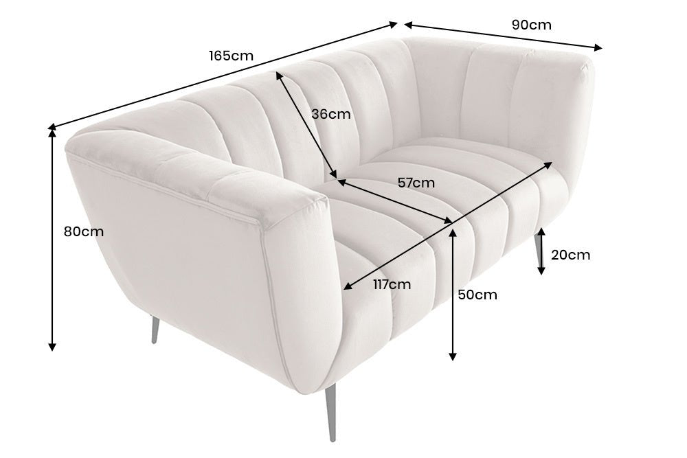 Canapé NOBLESSE 165cm 2 places velours texturé champagne - 44537