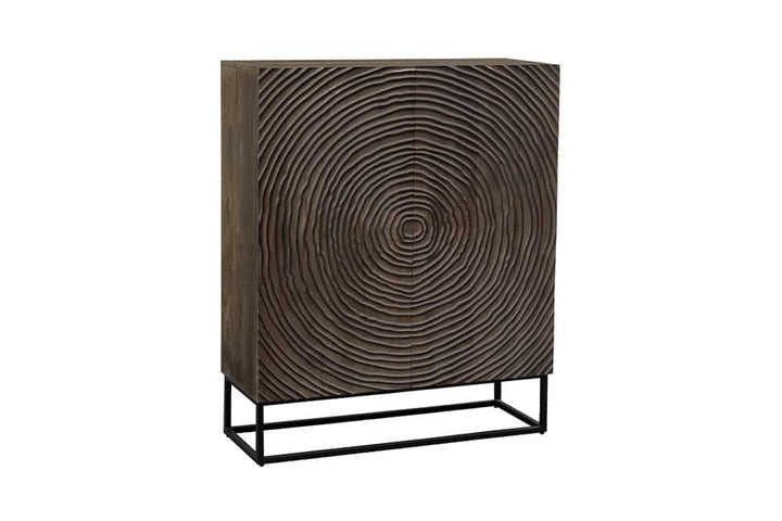 Buffet en bois massif ZEN CIRCLES 120cm en manguier marron foncé design 3D - 44579