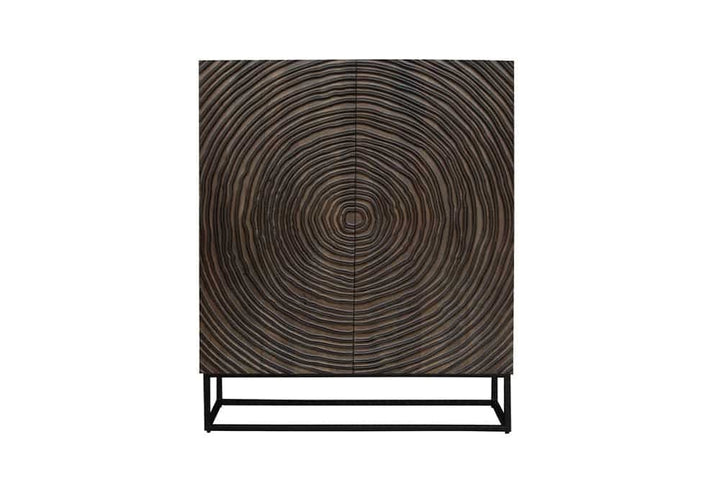 Buffet en bois massif ZEN CIRCLES 120cm en manguier marron foncé design 3D - 44579