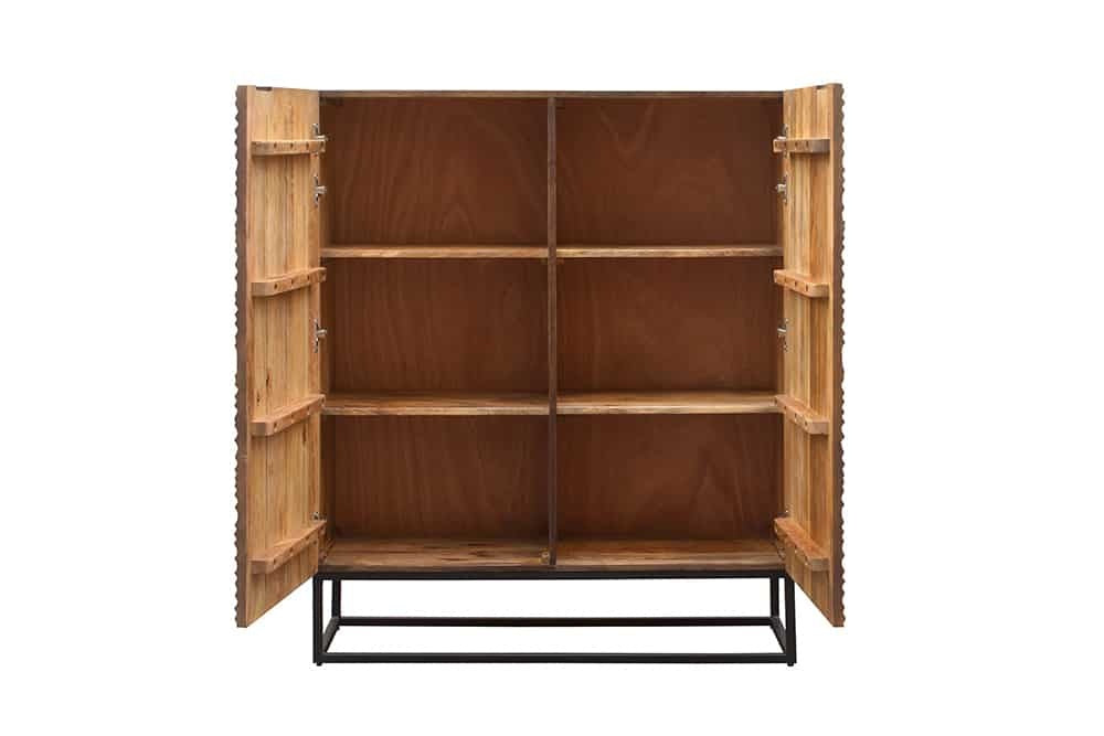 Buffet en bois massif ZEN CIRCLES 120cm en manguier marron foncé design 3D - 44579