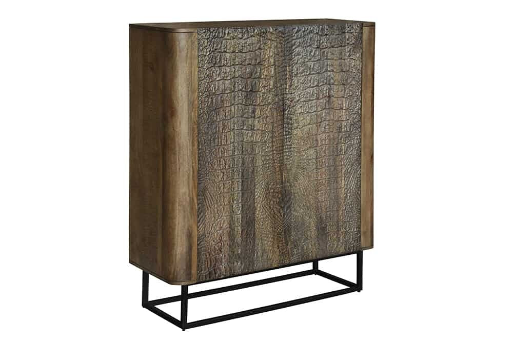 Buffet fait main CROCO 120cm en manguier massif marron design 3D - 44615