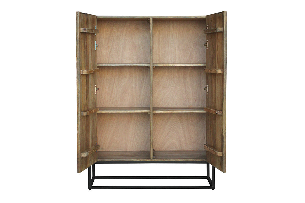 Buffet fait main CROCO 120cm en manguier massif marron design 3D - 44615