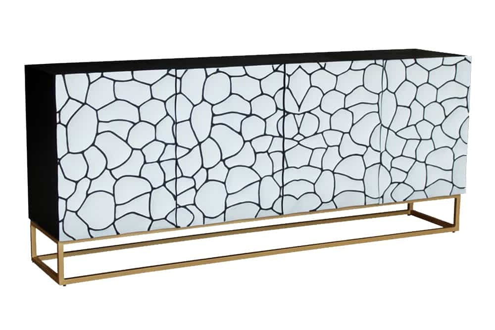 Buffet en bois massif VULCANO 180 cm en manguier blanc structure métal fait main noir - 44646