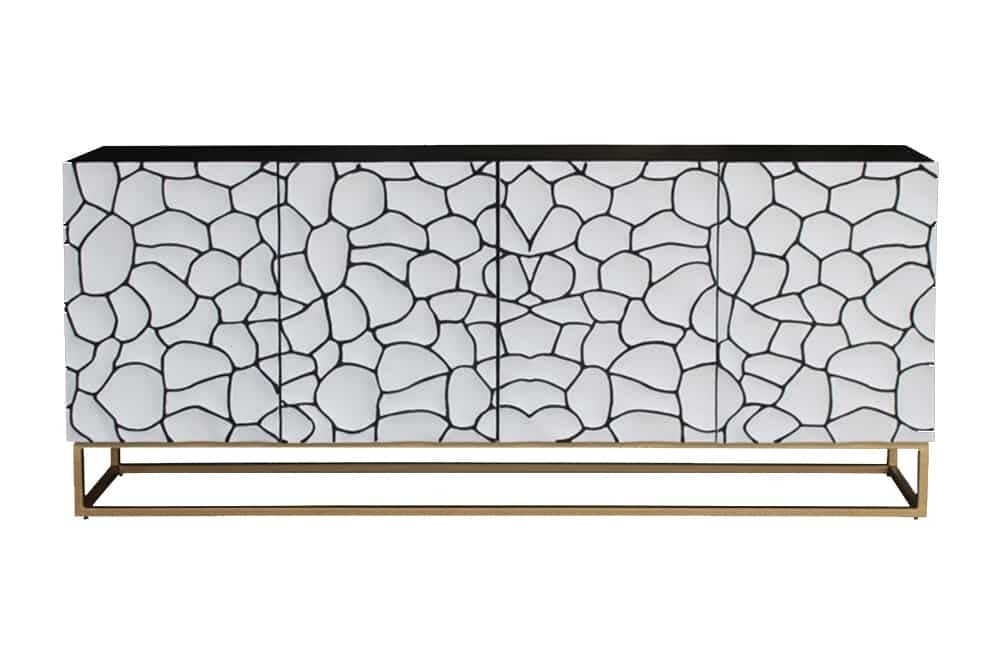 Buffet en bois massif VULCANO 180 cm en manguier blanc structure métal fait main noir - 44646