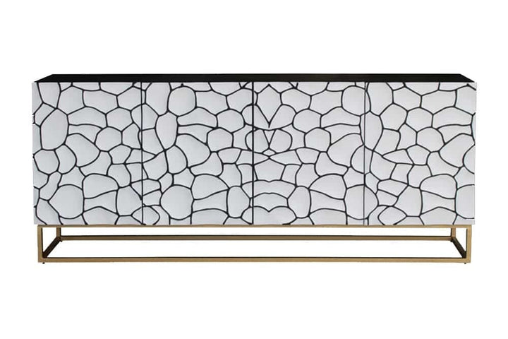 Buffet en bois massif VULCANO 180 cm en manguier blanc structure métal fait main noir - 44646
