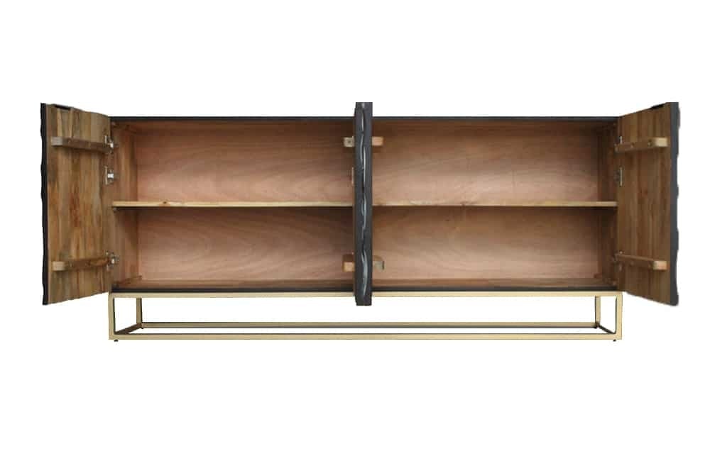 Buffet en bois massif VULCANO 180 cm en manguier blanc structure métal fait main noir - 44646