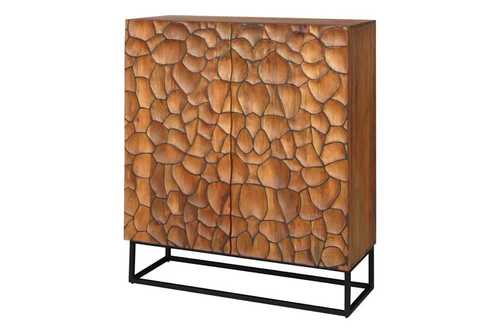 Buffet en bois massif VULCANO 120cm en manguier marron structure métal fait main noir - 44650