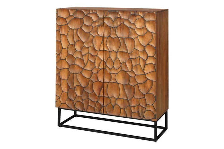Buffet en bois massif VULCANO 120cm en manguier marron structure métal fait main noir - 44650