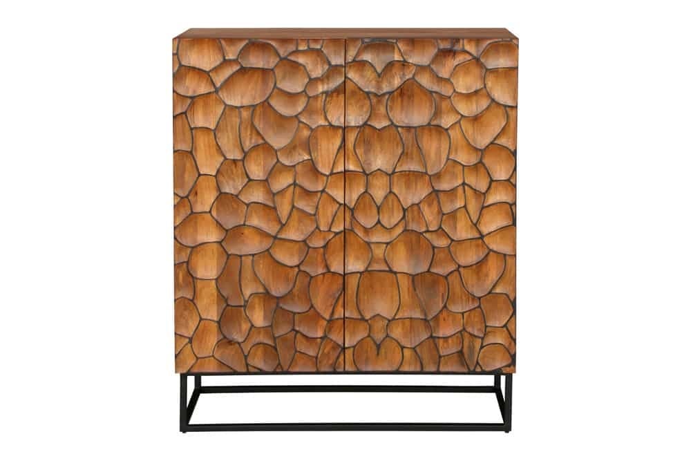 Buffet en bois massif VULCANO 120cm en manguier marron structure métal fait main noir - 44650