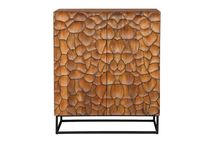Buffet en bois massif VULCANO 120cm en manguier marron structure métal fait main noir - 44650