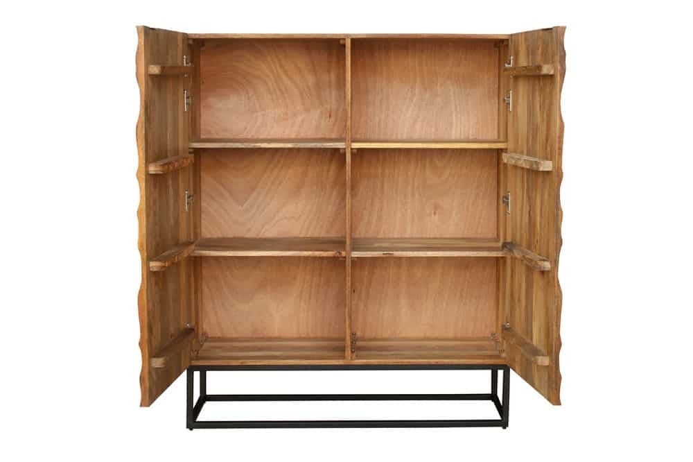 Buffet en bois massif VULCANO 120cm en manguier marron structure métal fait main noir - 44650