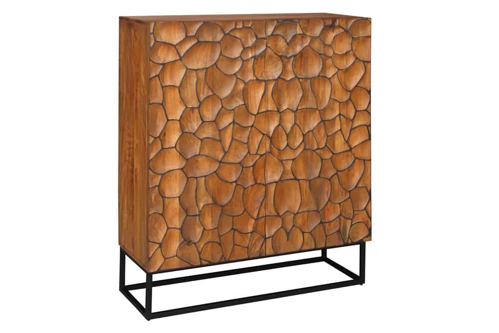 Buffet en bois massif VULCANO 120cm en manguier marron structure métal fait main noir - 44650