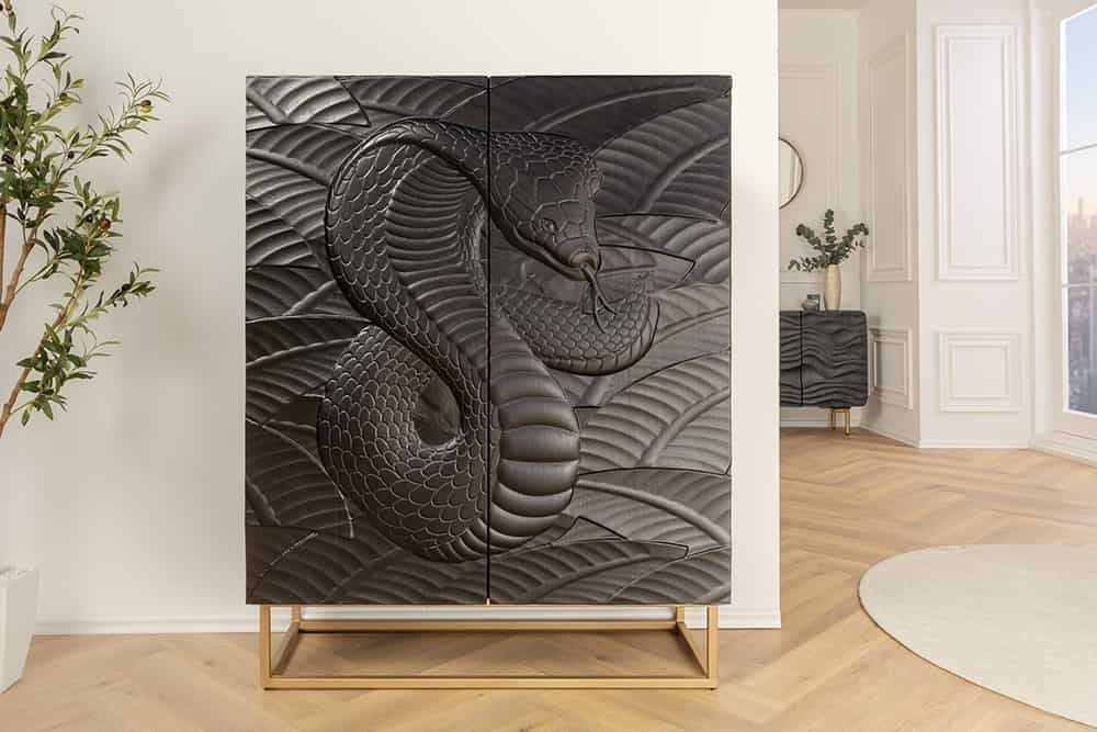 Buffet haut SNAKE 120cm en manguier noir - 45633