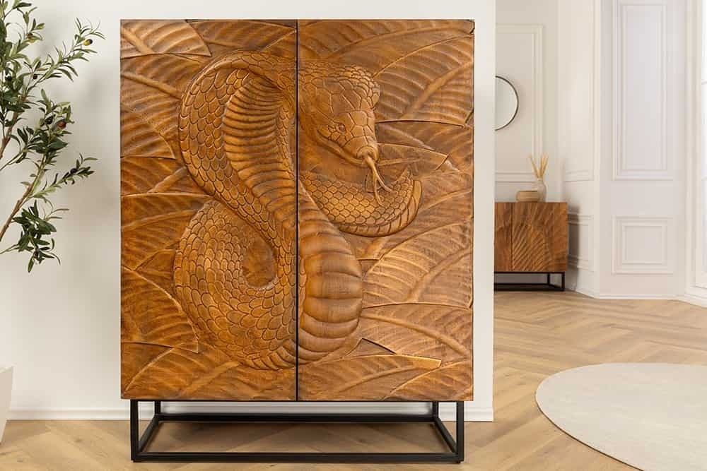 Buffet haut SNAKE 120cm bois de manguier marron - 45634