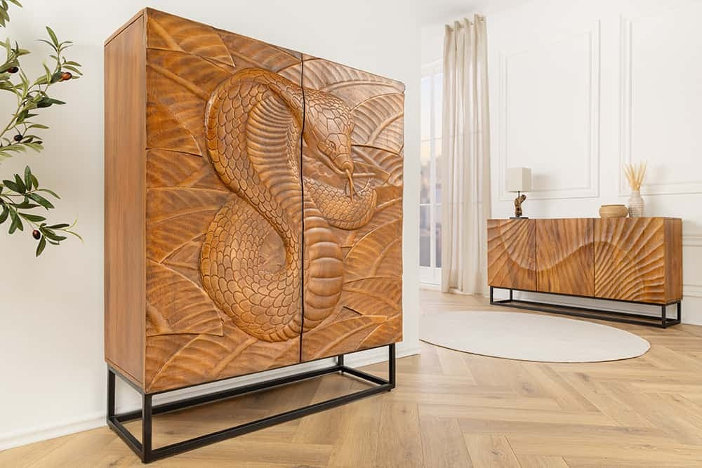 Buffet haut SNAKE 120cm bois de manguier marron - 45634