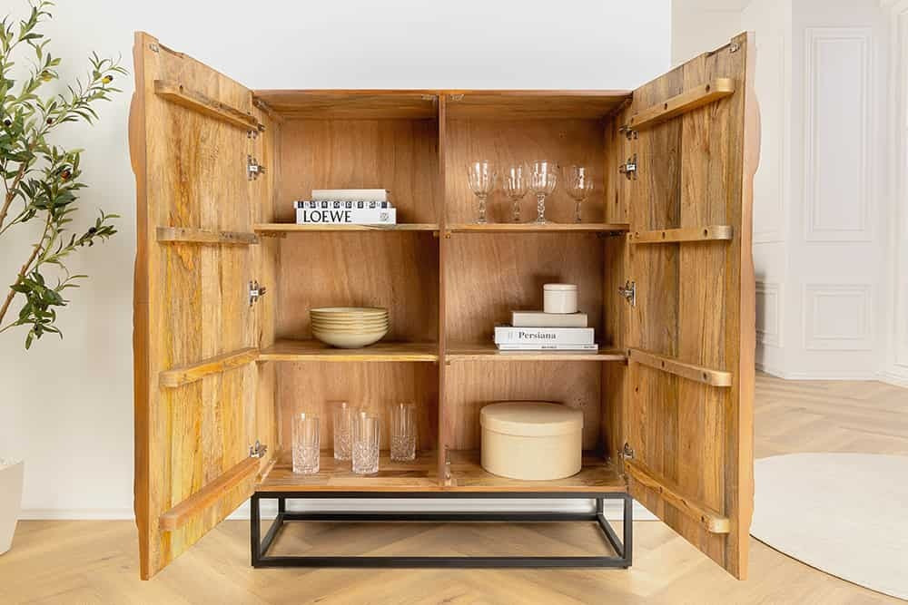 Buffet haut SNAKE 120cm bois de manguier marron - 45634