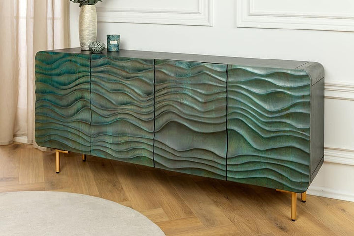 Buffet WAVE 160cm en manguier turquoise - 45635